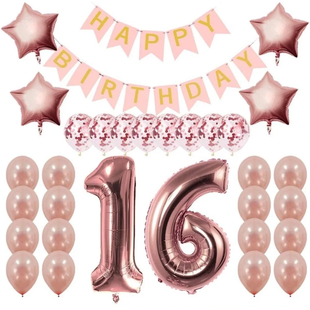 Rose Gold Happy Birthday 16 decor